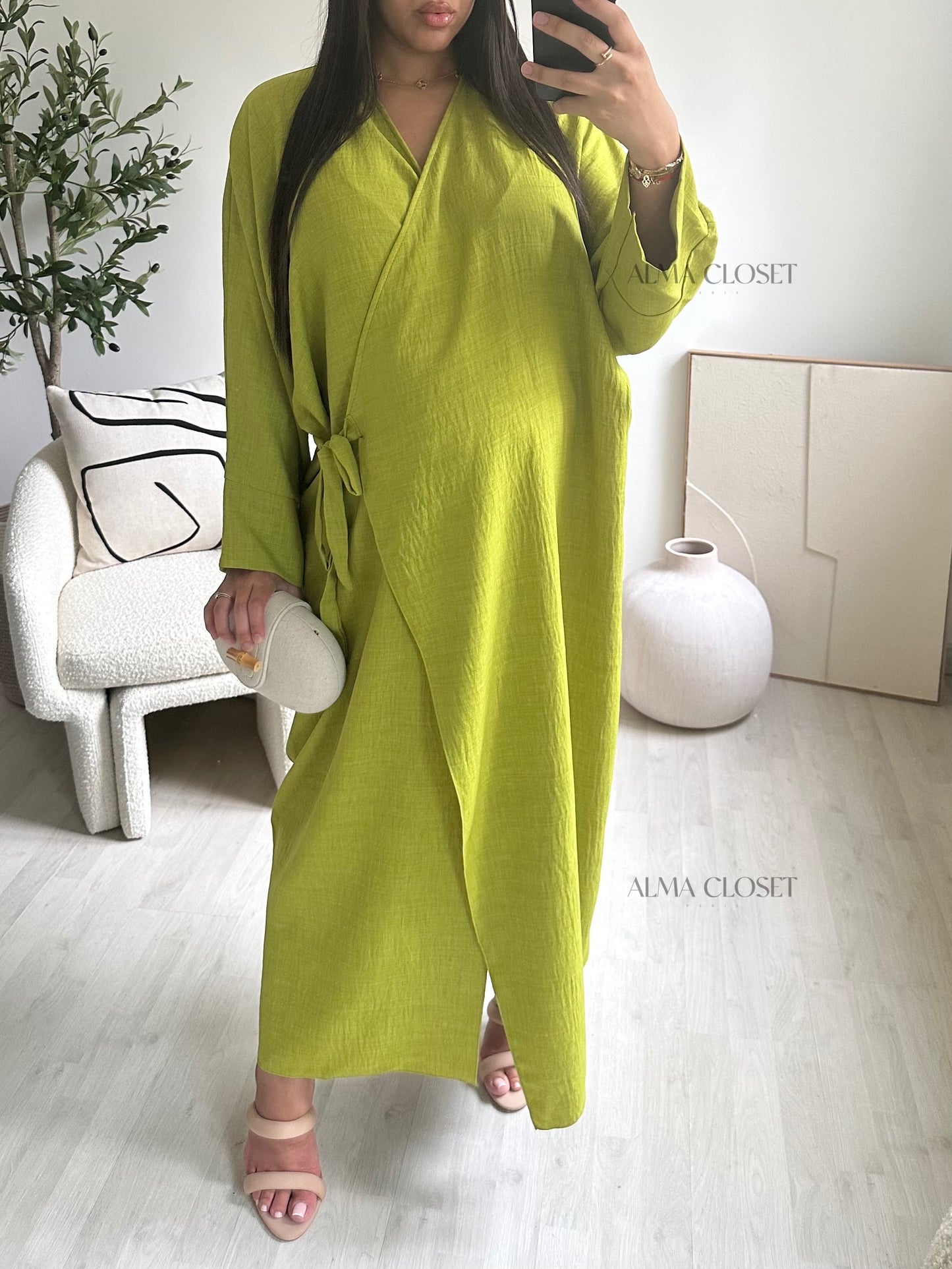 Kimono robe KAWA | Vert anis