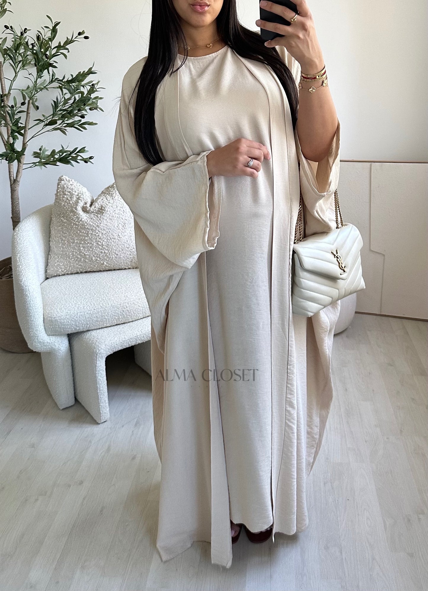 Ensemble kimono et robe LIN | Nude