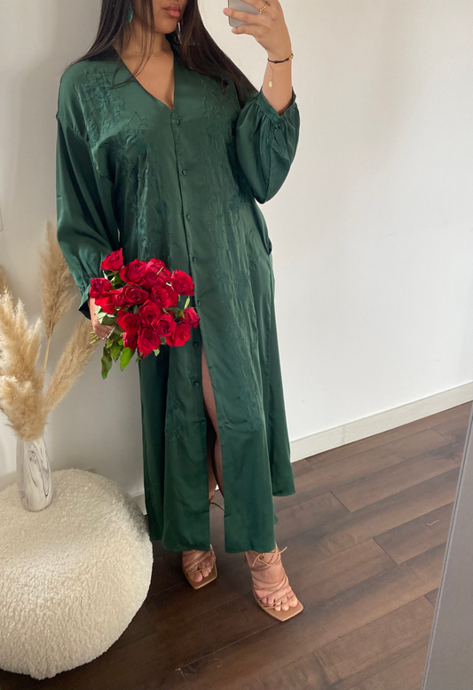 Embroidered tunic dress - Emerald green