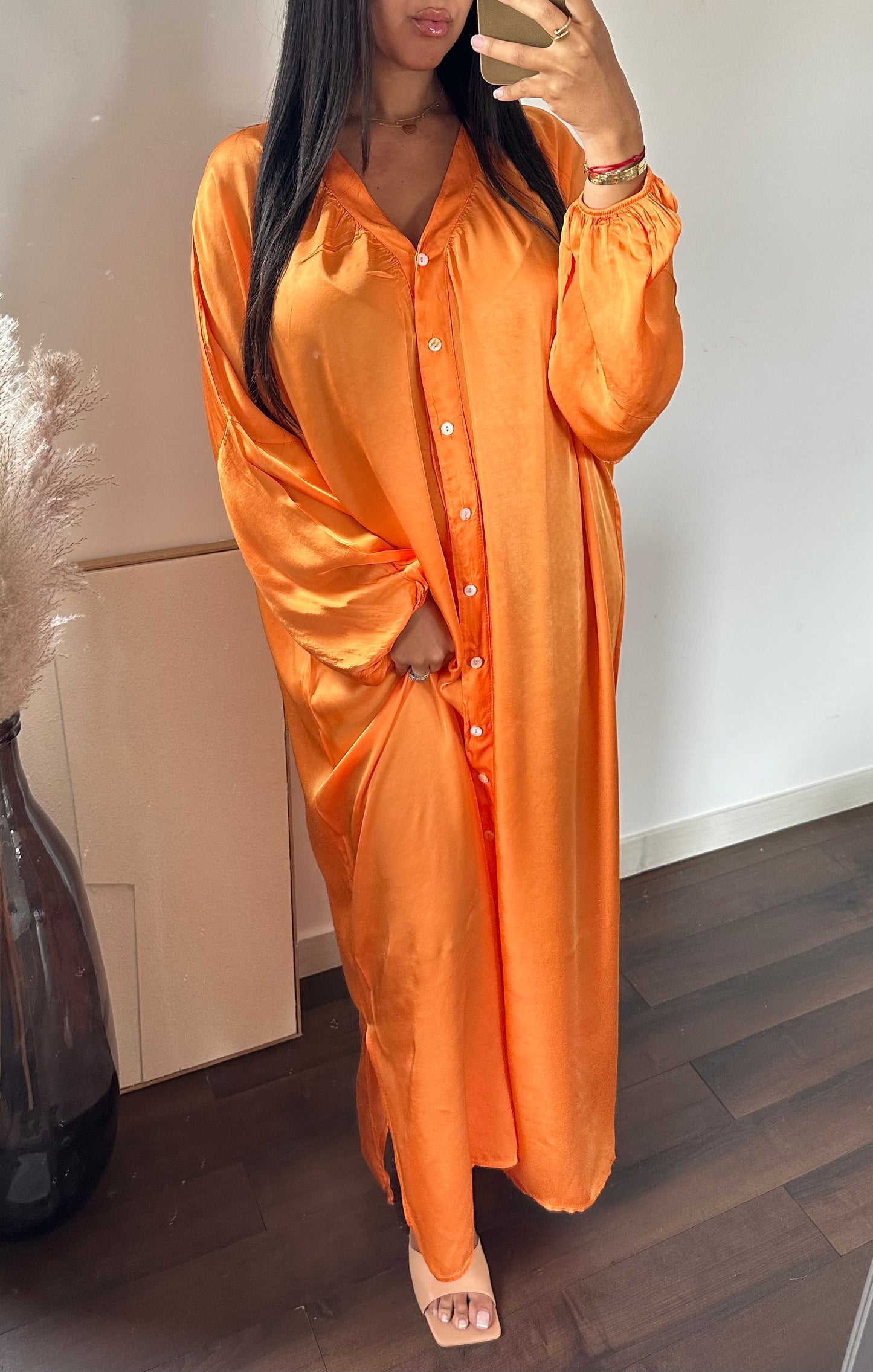 Robe SATIN OVERSIZE | Orange