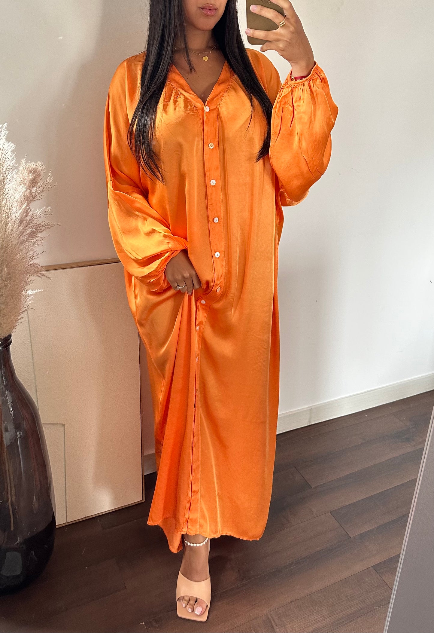 Robe SATIN OVERSIZE | Orange
